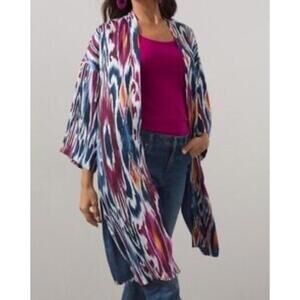 Chicos kimono L/XL geometric cardigan flowy artsy office workwear business shirt